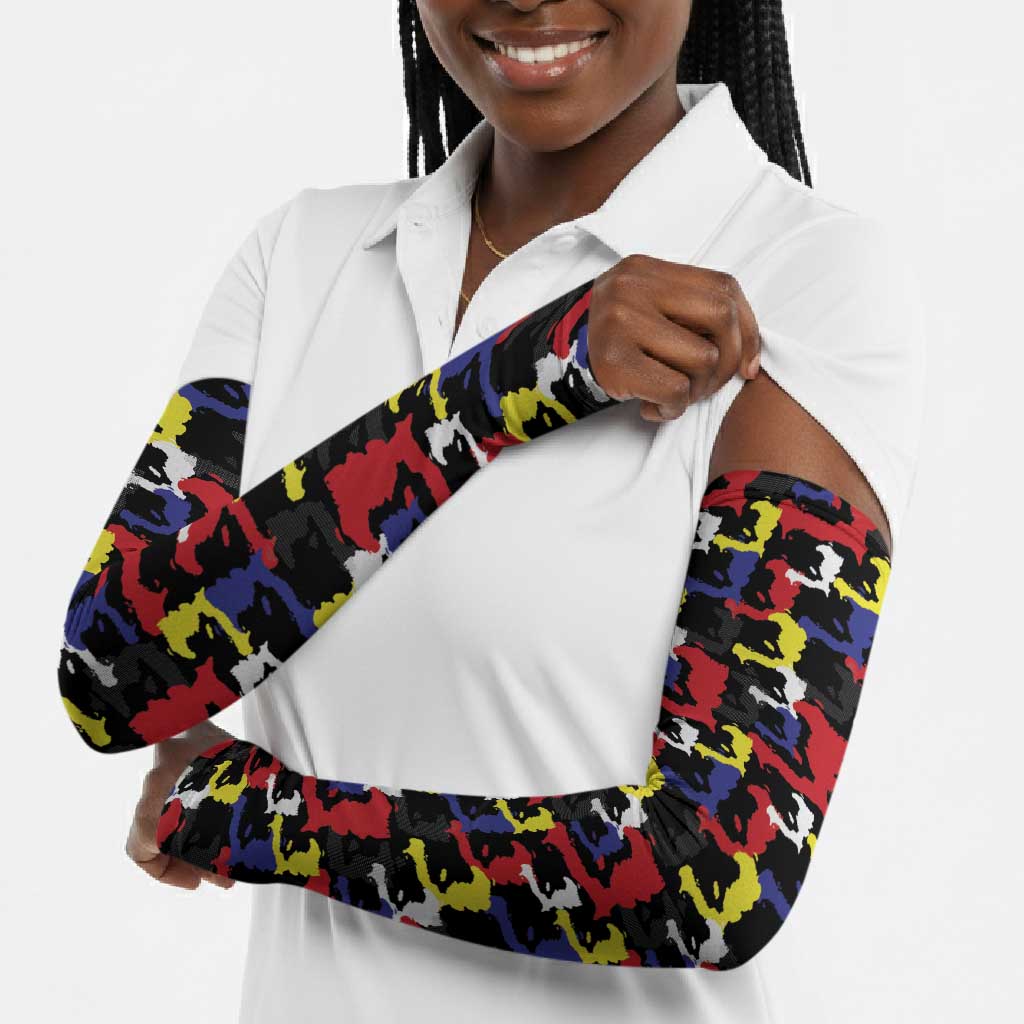 Haiti Map Camouflage Colorful Arm Sleeves - African Pride