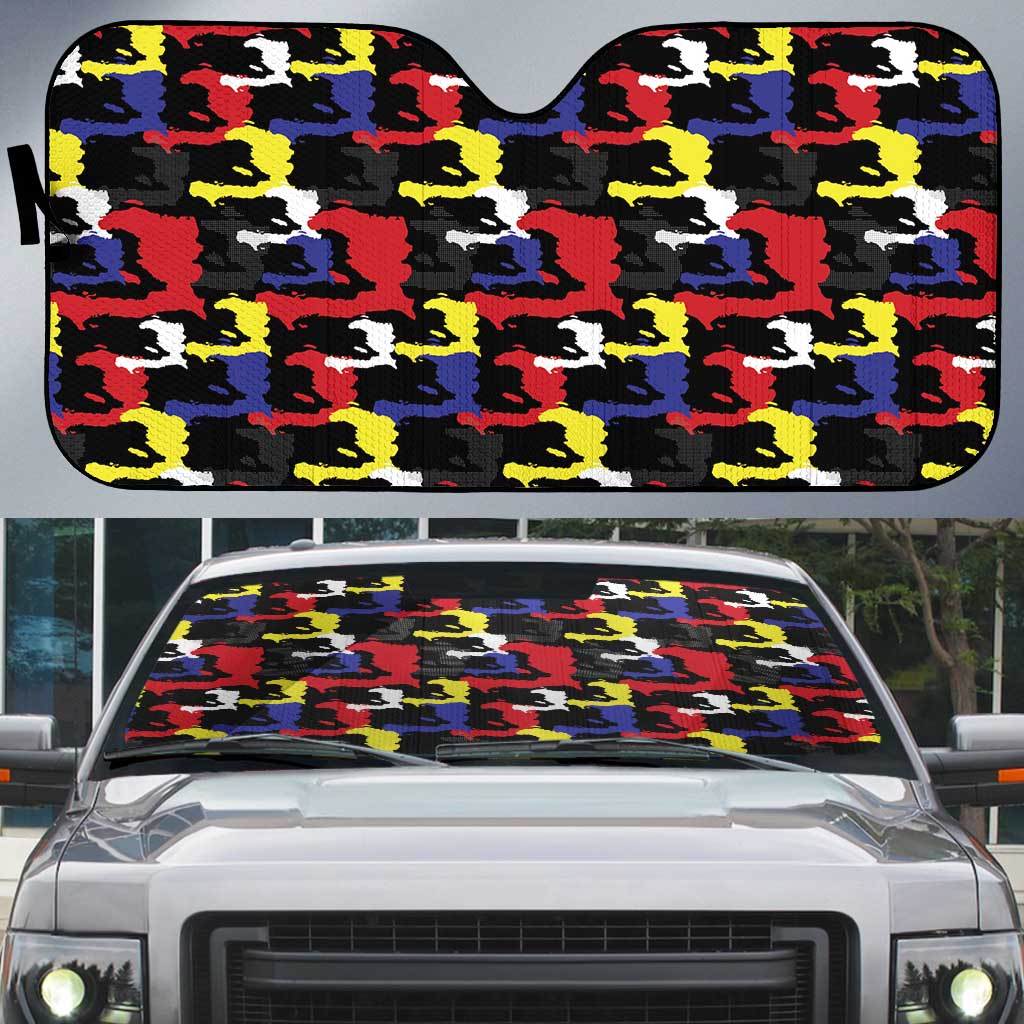 Haiti Map Camouflage Colorful Auto Sun Shade - African Pride