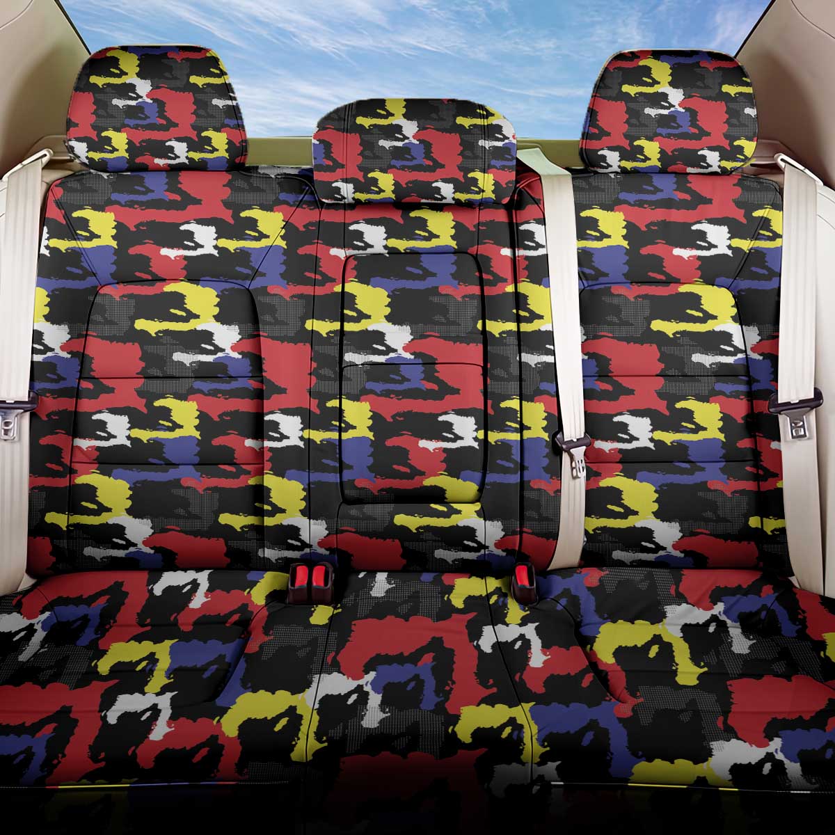 Haiti Map Camouflage Colorful Back Car Seat Cover - African Pride