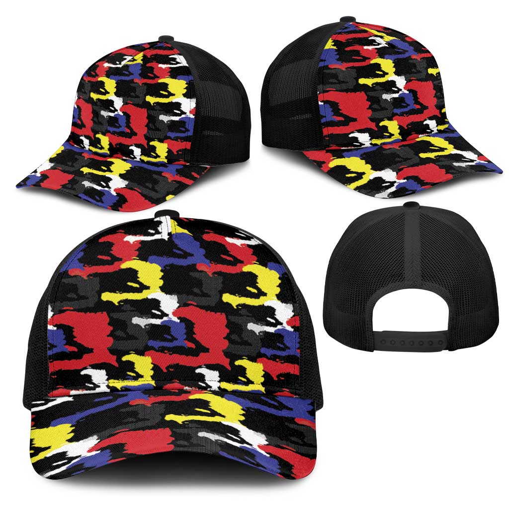 Haiti Map Camouflage Colorful Baseball Net Cap - African Pride