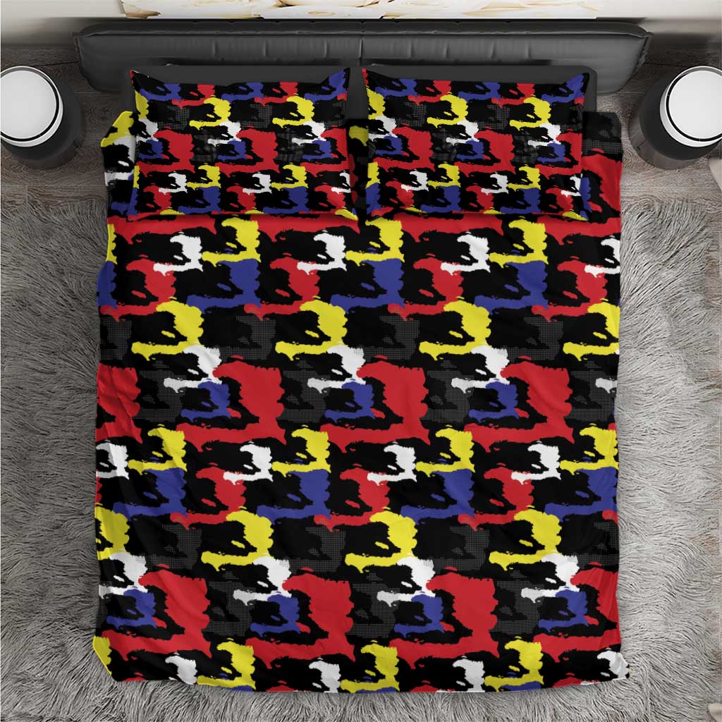 Haiti Map Camouflage Colorful Bedding Set - African Pride