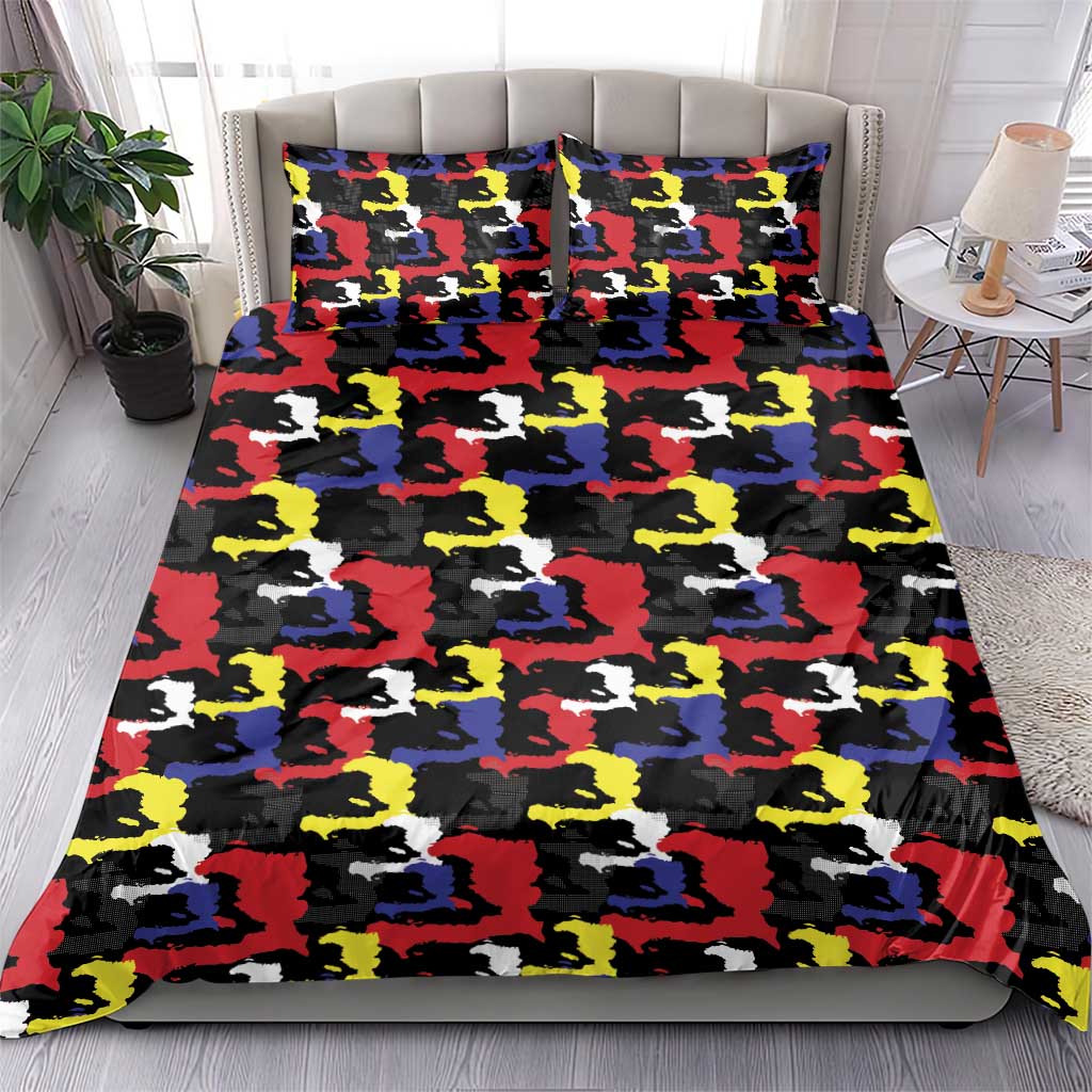 Haiti Map Camouflage Colorful Bedding Set - African Pride