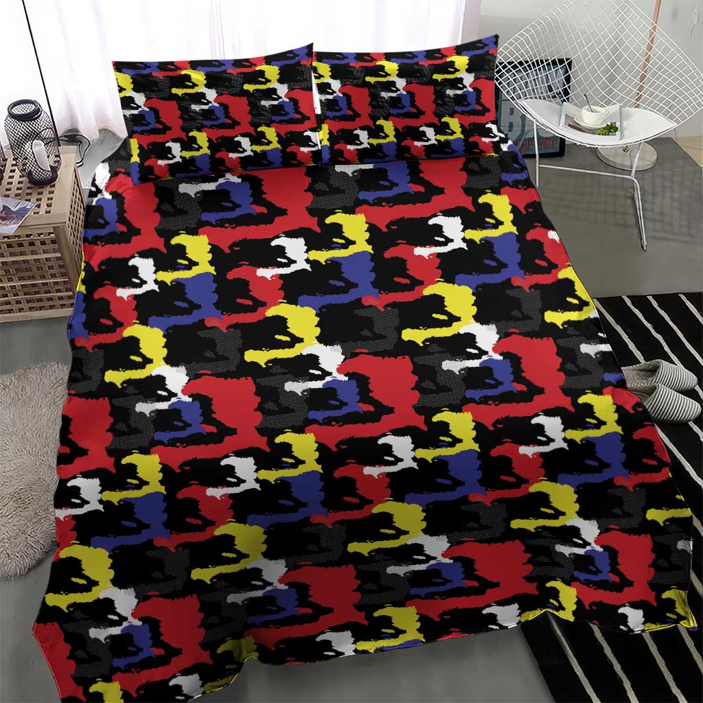 Haiti Map Camouflage Colorful Bedding Set - African Pride
