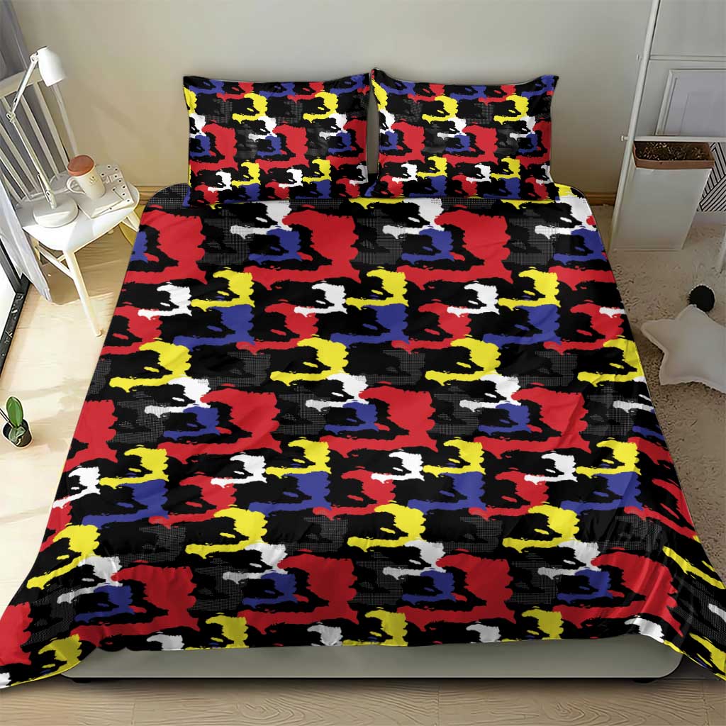 Haiti Map Camouflage Colorful Bedding Set - African Pride