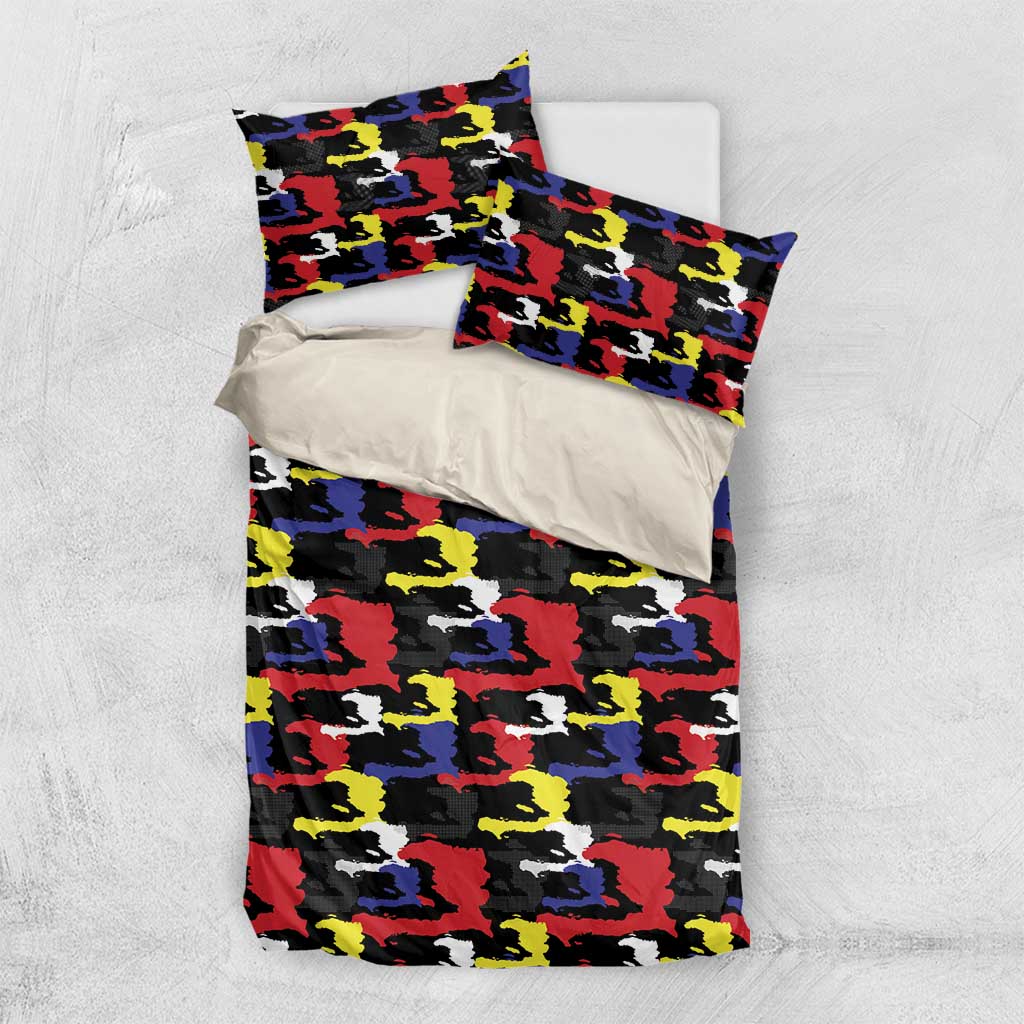 Haiti Map Camouflage Colorful Bedding Set - African Pride