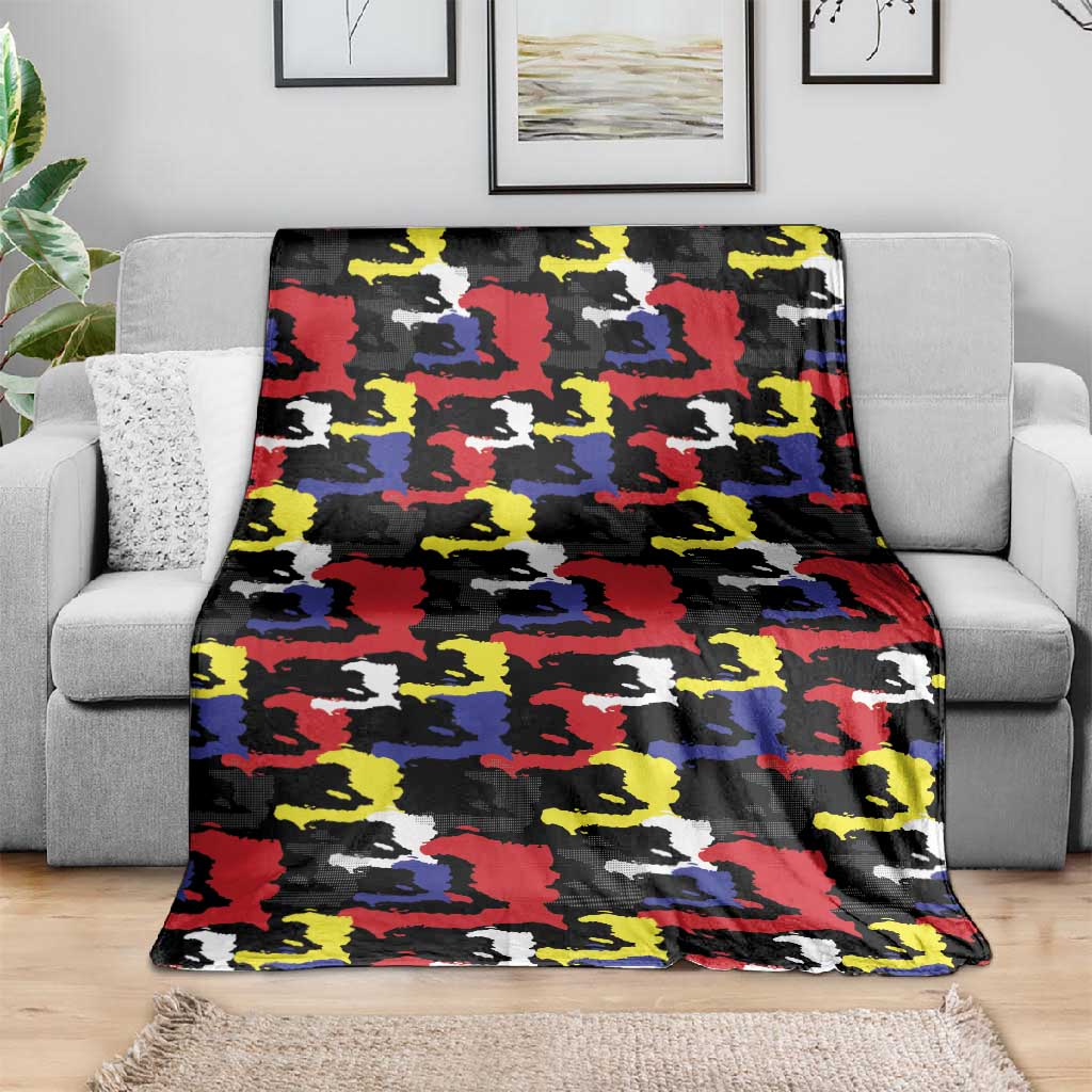 Haiti Map Camouflage Colorful Blanket - African Pride