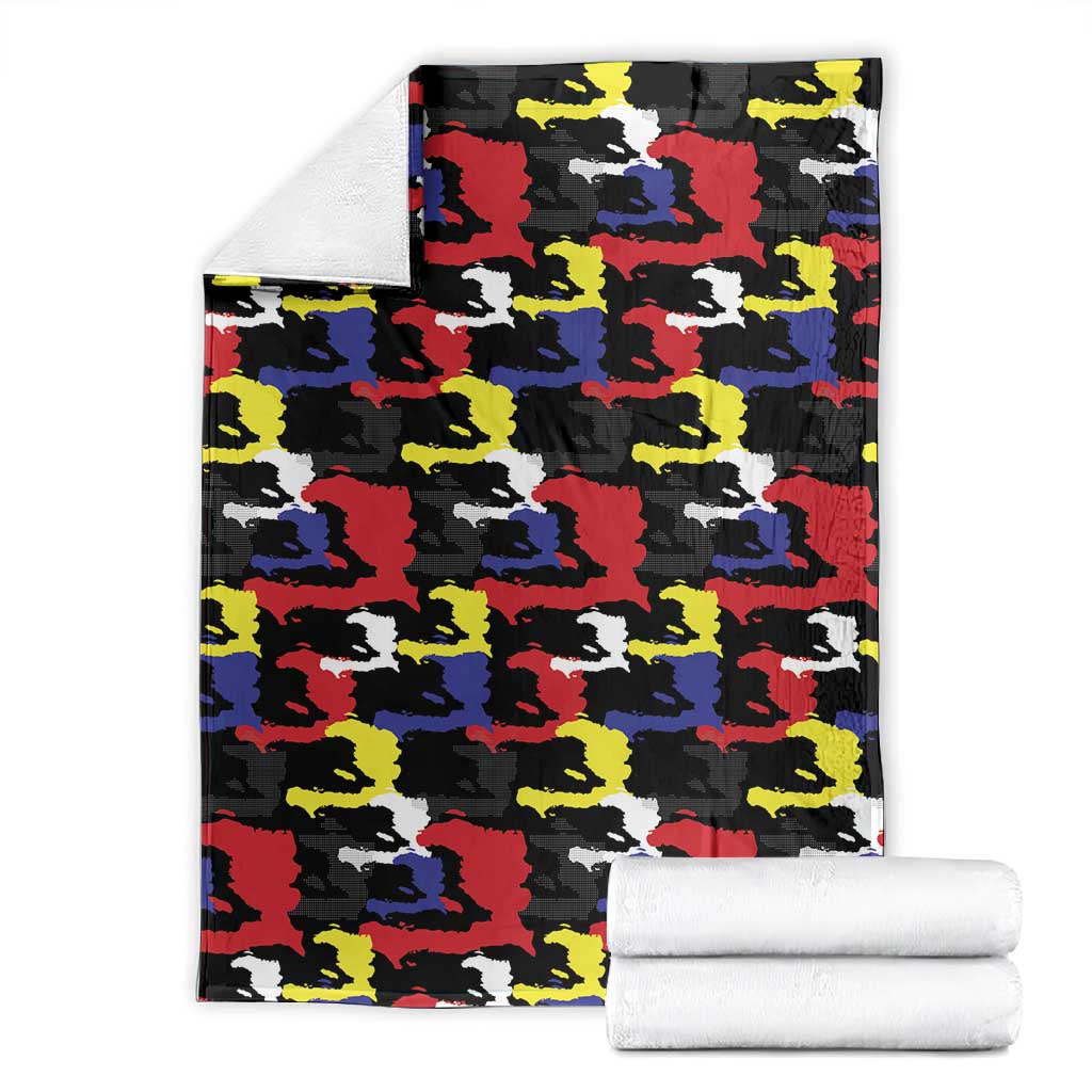 Haiti Map Camouflage Colorful Blanket - African Pride