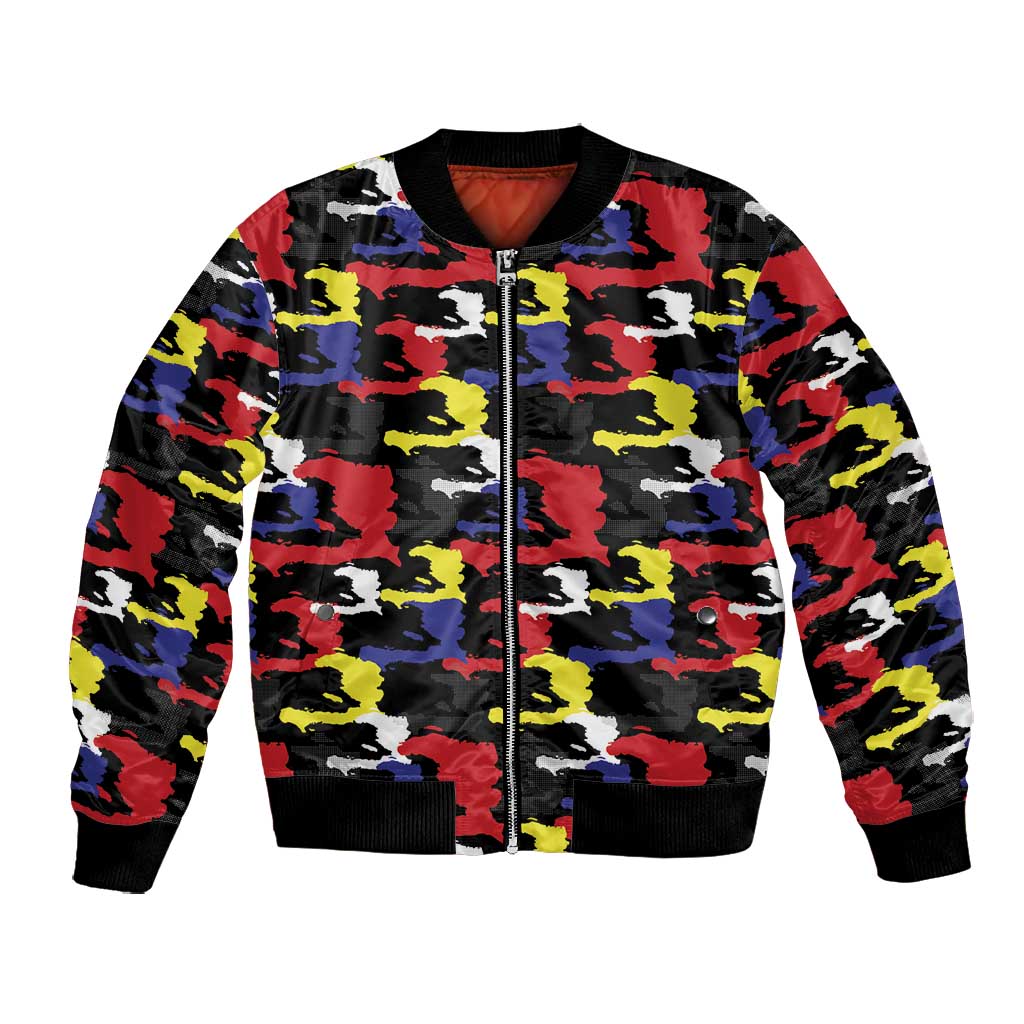 Haiti Map Camouflage Colorful Bomber Jacket - African Pride