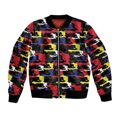 Haiti Map Camouflage Colorful Bomber Jacket - African Pride