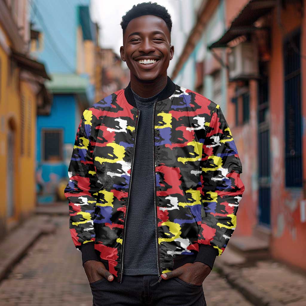 Haiti Map Camouflage Colorful Bomber Jacket - African Pride