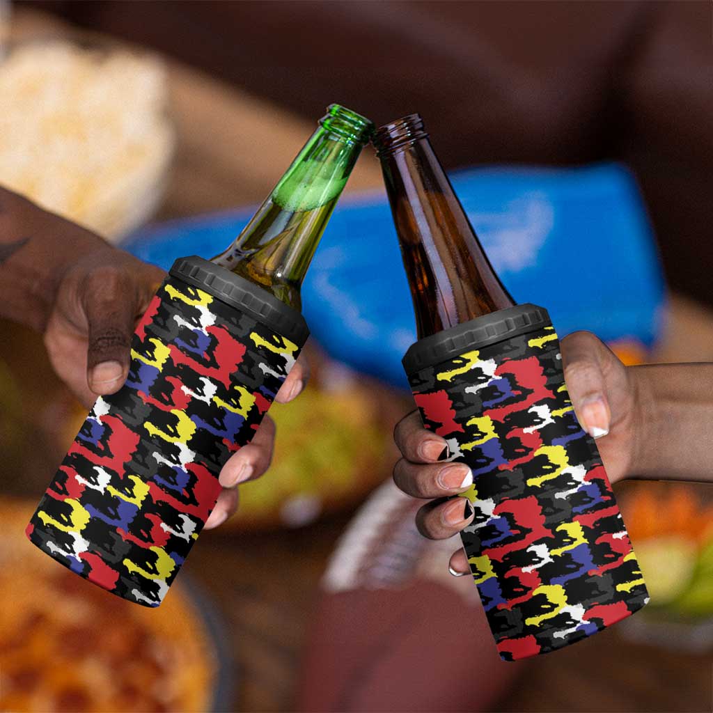 Haiti Map Camouflage Colorful 4 in 1 Can Cooler Tumbler - African Pride