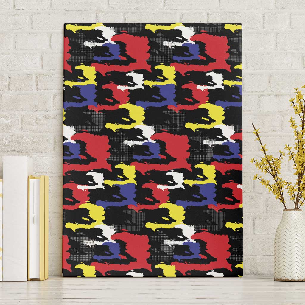 Haiti Map Camouflage Colorful Canvas Wall Art - African Pride