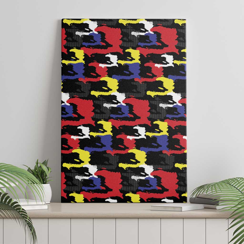 Haiti Map Camouflage Colorful Canvas Wall Art - African Pride