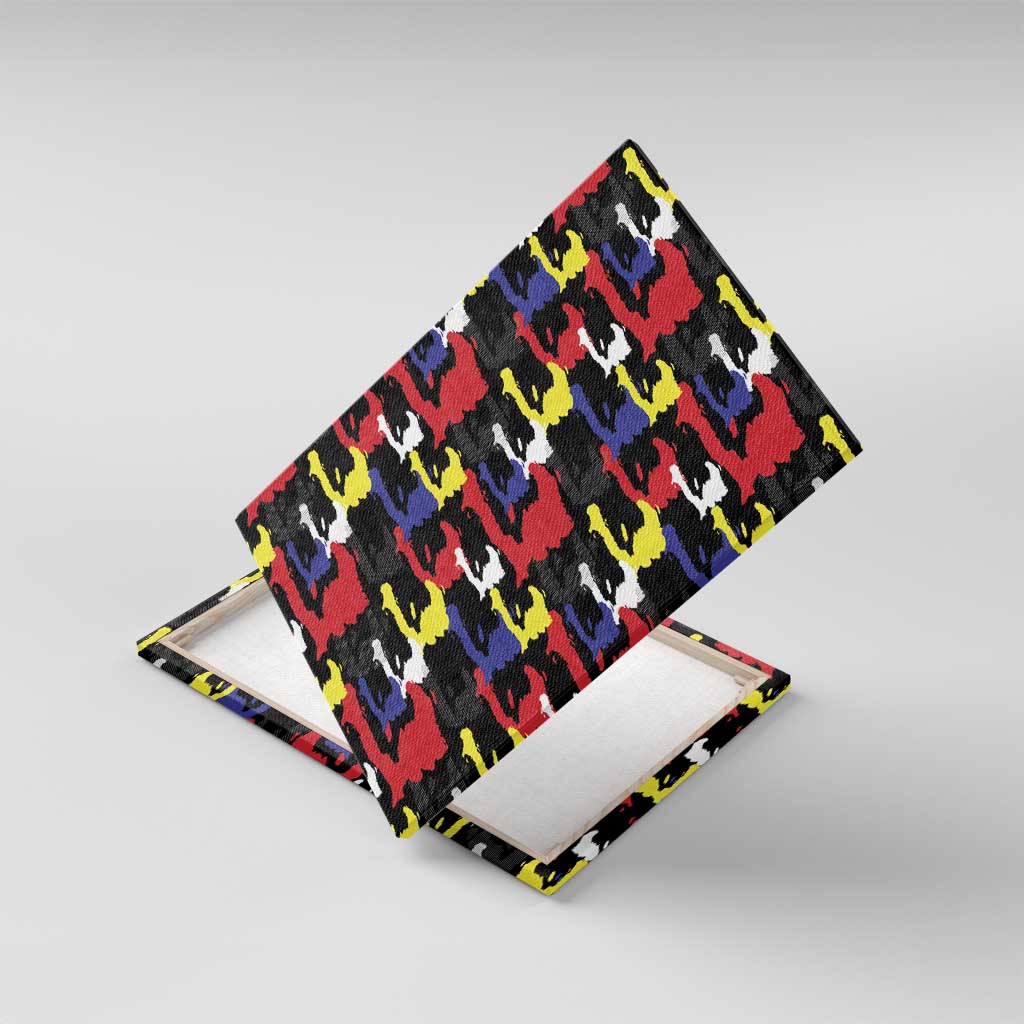 Haiti Map Camouflage Colorful Canvas Wall Art - African Pride