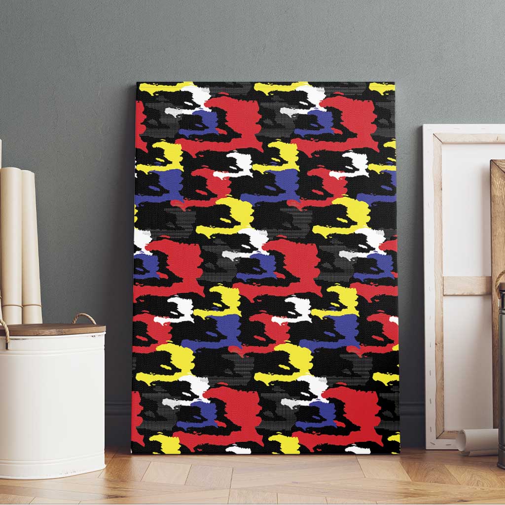 Haiti Map Camouflage Colorful Canvas Wall Art - African Pride