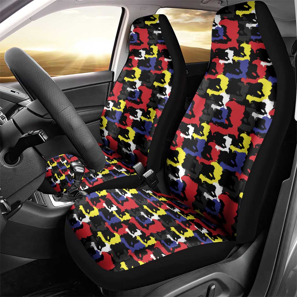 Haiti Map Camouflage Colorful Car Seat Cover - African Pride