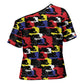 Haiti Map Camouflage Colorful Cross Shoulder Shirt - African Pride