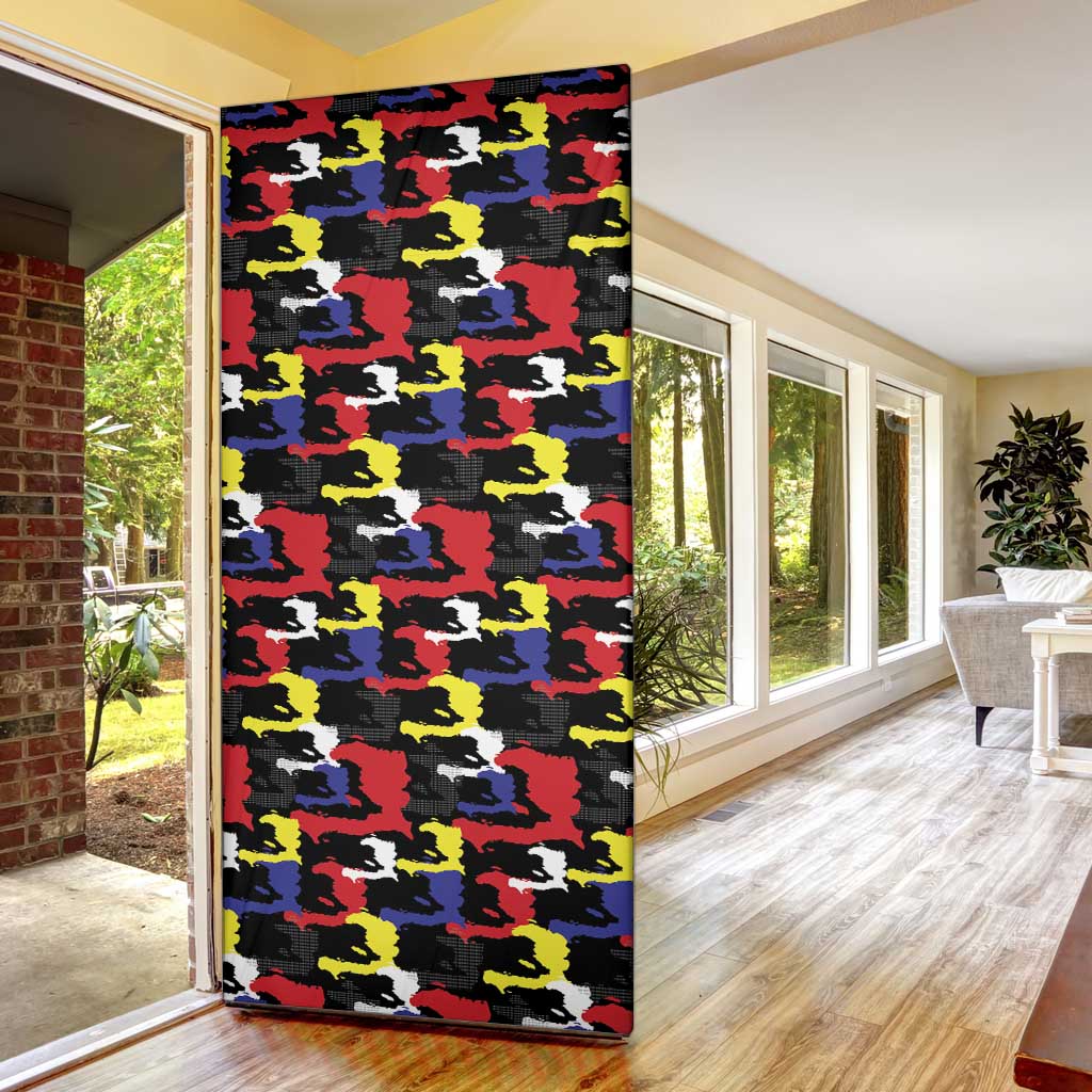Haiti Map Camouflage Colorful Door Cover - African Pride