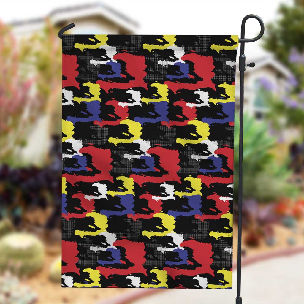 Haiti Map Camouflage Colorful Garden Flag - African Pride
