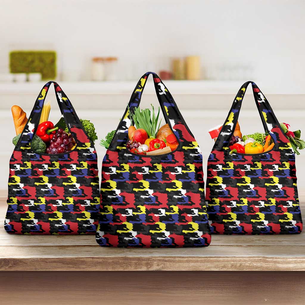 Haiti Map Camouflage Colorful Grocery Bag - African Pride