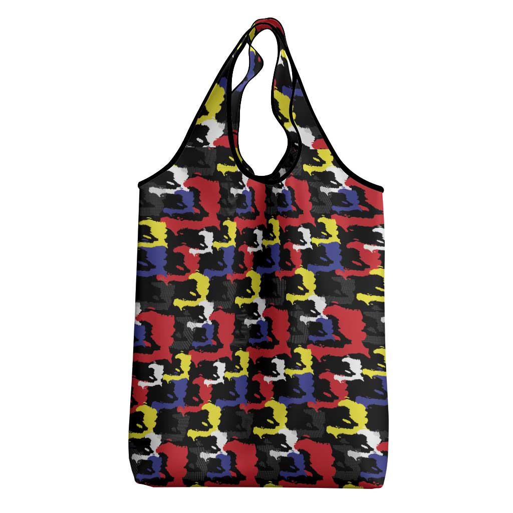 Haiti Map Camouflage Colorful Grocery Bag - African Pride