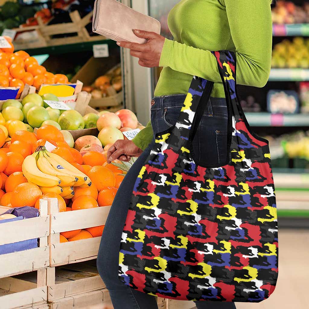 Haiti Map Camouflage Colorful Grocery Bag - African Pride