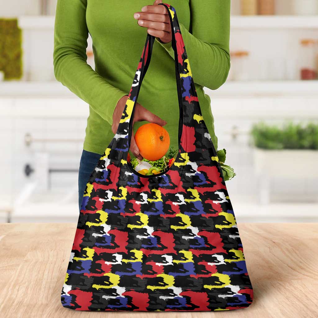 Haiti Map Camouflage Colorful Grocery Bag - African Pride