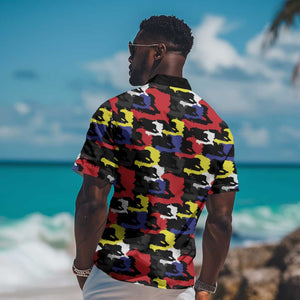 Haiti Map Camouflage Colorful Hawaiian Shirt - African Pride