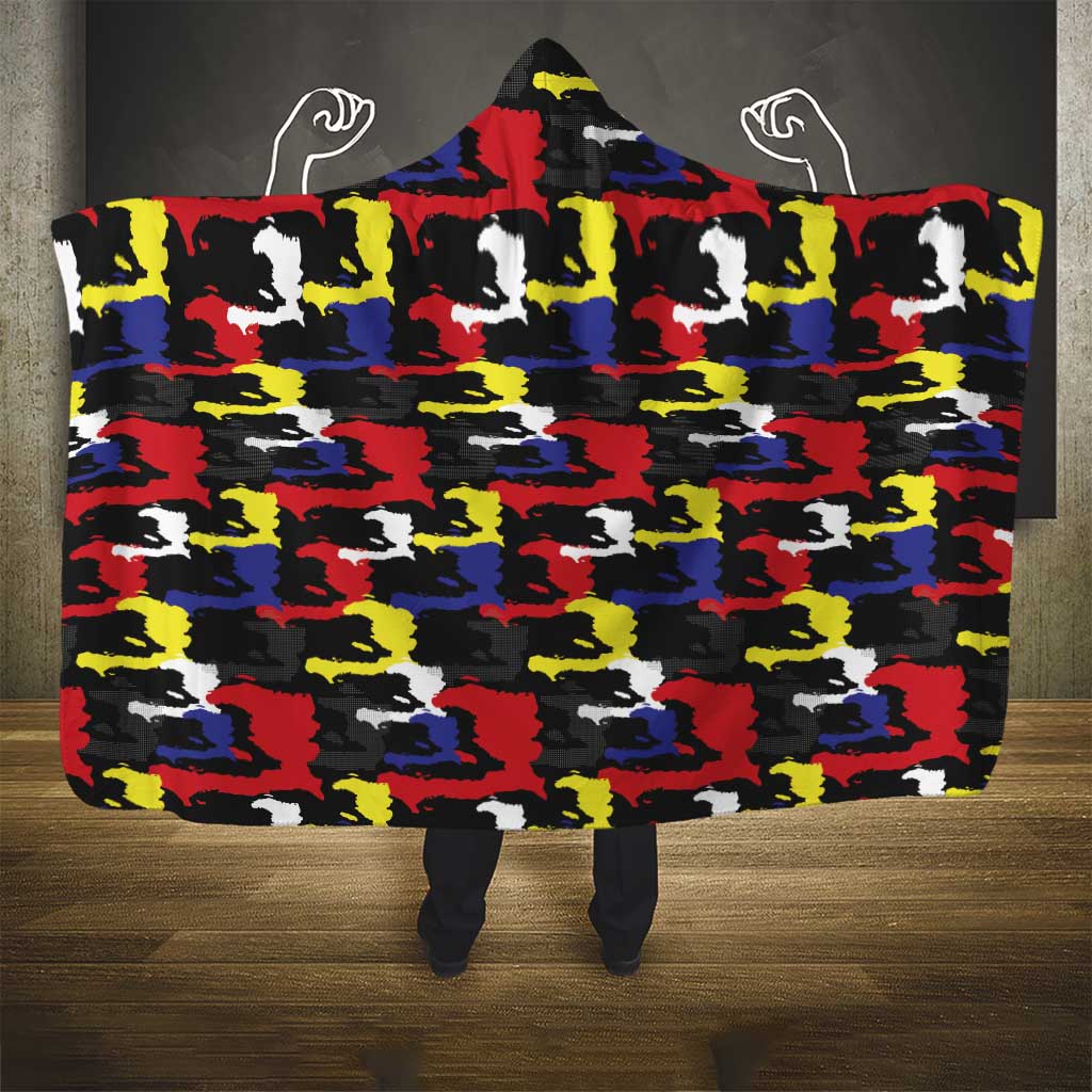 Haiti Map Camouflage Colorful Hooded Blanket - African Pride