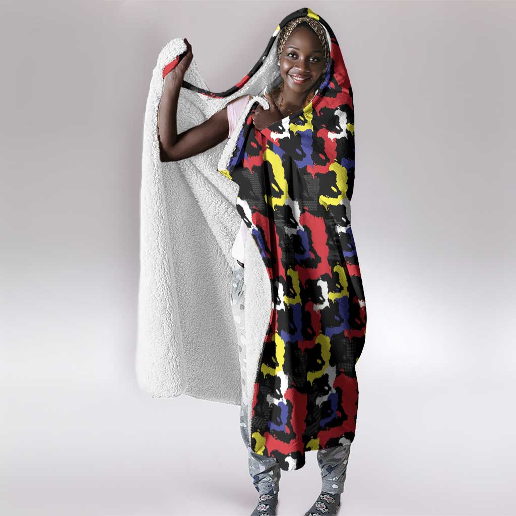 Haiti Map Camouflage Colorful Hooded Blanket - African Pride
