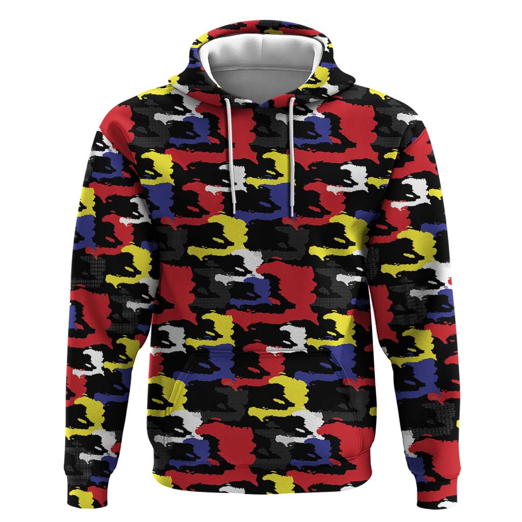 Haiti Map Camouflage Colorful Hoodie - African Pride