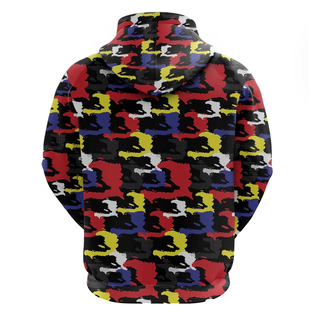 Haiti Map Camouflage Colorful Hoodie - African Pride