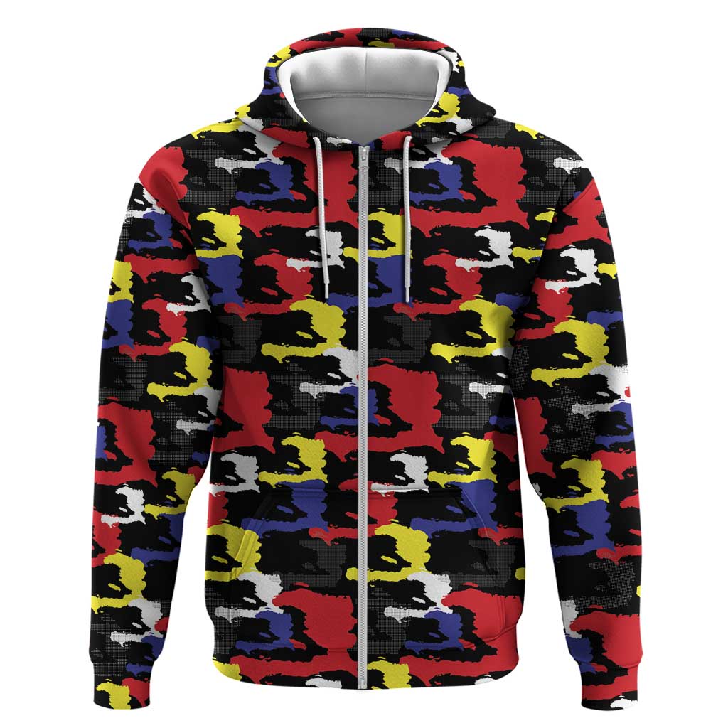 Haiti Map Camouflage Colorful Hoodie - African Pride