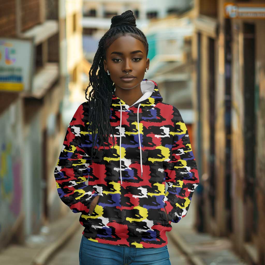 Haiti Map Camouflage Colorful Hoodie - African Pride