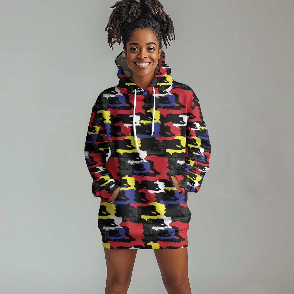 Haiti Map Camouflage Colorful Hoodie Dress - African Pride