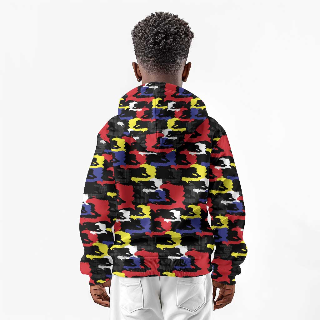 Haiti Map Camouflage Colorful Kid Hoodie - African Pride