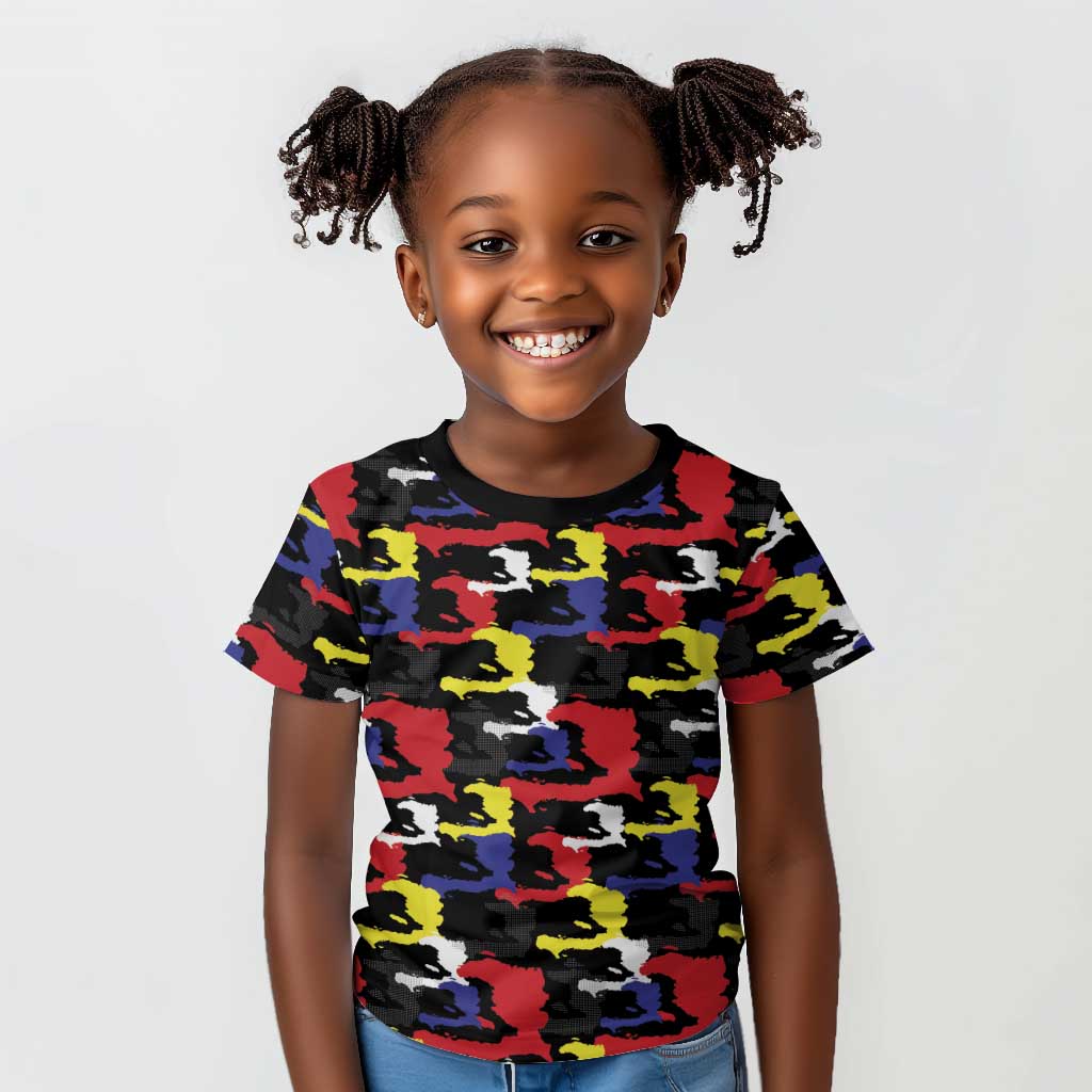 Haiti Map Camouflage Colorful Kid T shirt - African Pride