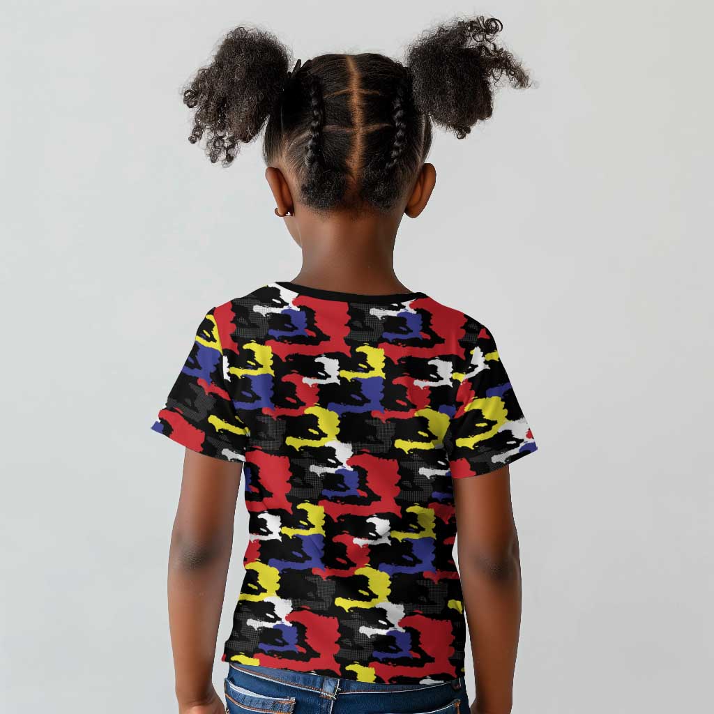 Haiti Map Camouflage Colorful Kid T shirt - African Pride