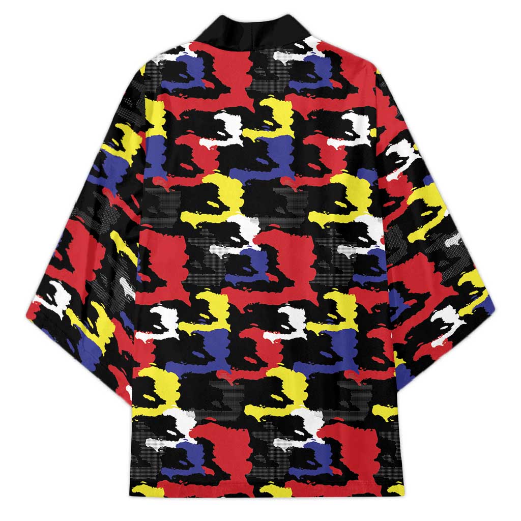 Haiti Map Camouflage Colorful Kimono - African Pride