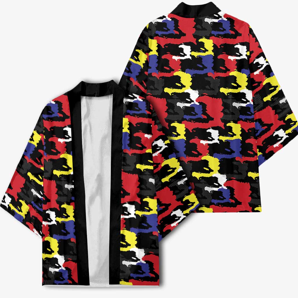 Haiti Map Camouflage Colorful Kimono - African Pride
