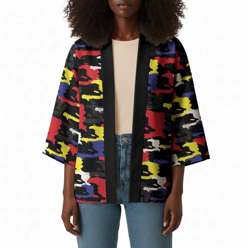 Haiti Map Camouflage Colorful Kimono - African Pride