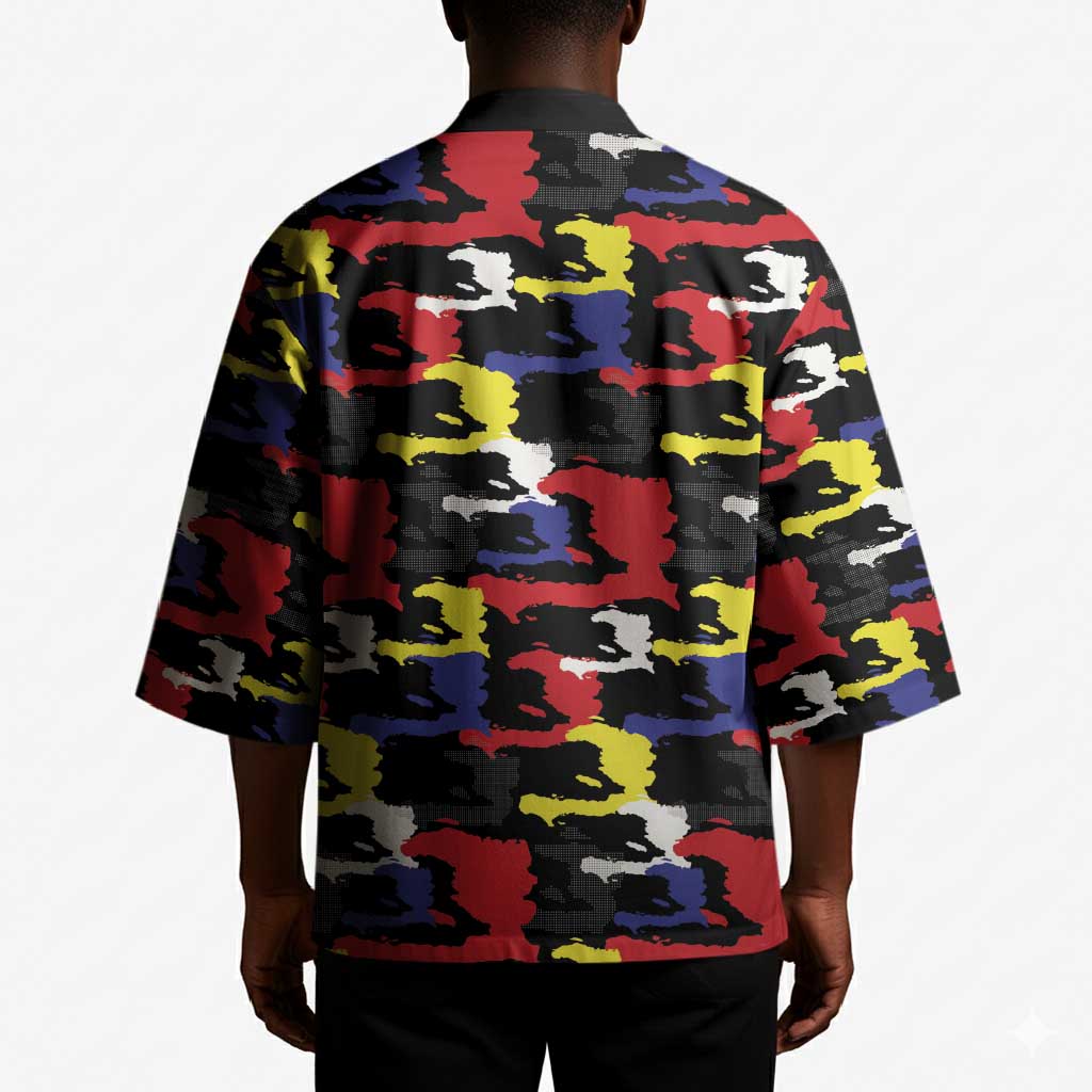 Haiti Map Camouflage Colorful Kimono - African Pride