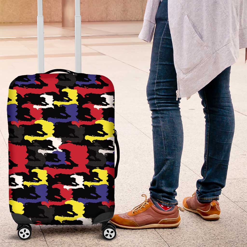 Haiti Map Camouflage Colorful Luggage Cover - African Pride