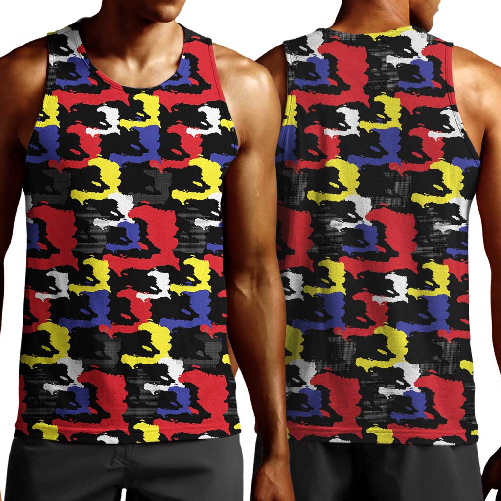 Haiti Map Camouflage Colorful Men Tank Top - African Pride