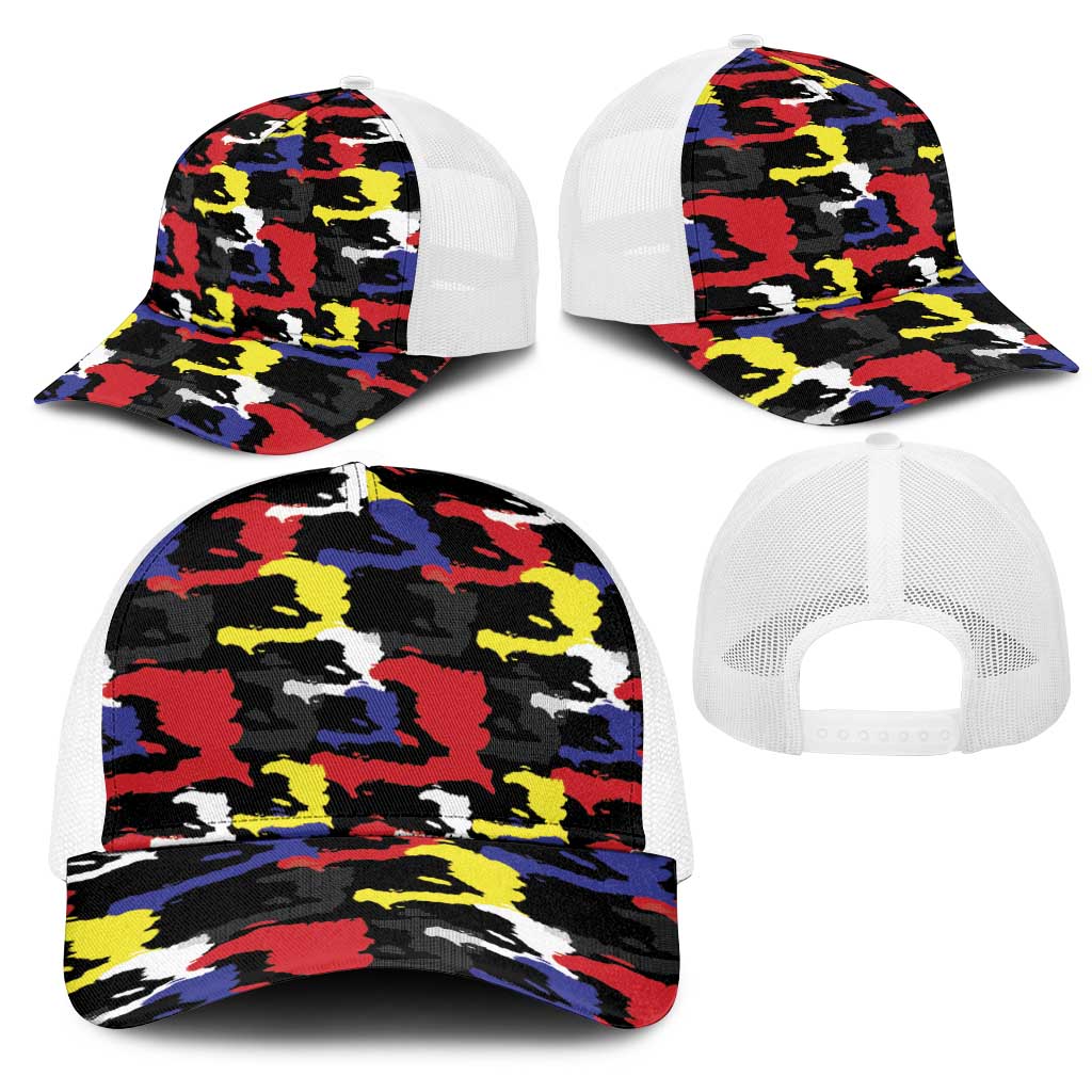 Haiti Map Camouflage Colorful Mesh Trucker Cap - African Pride