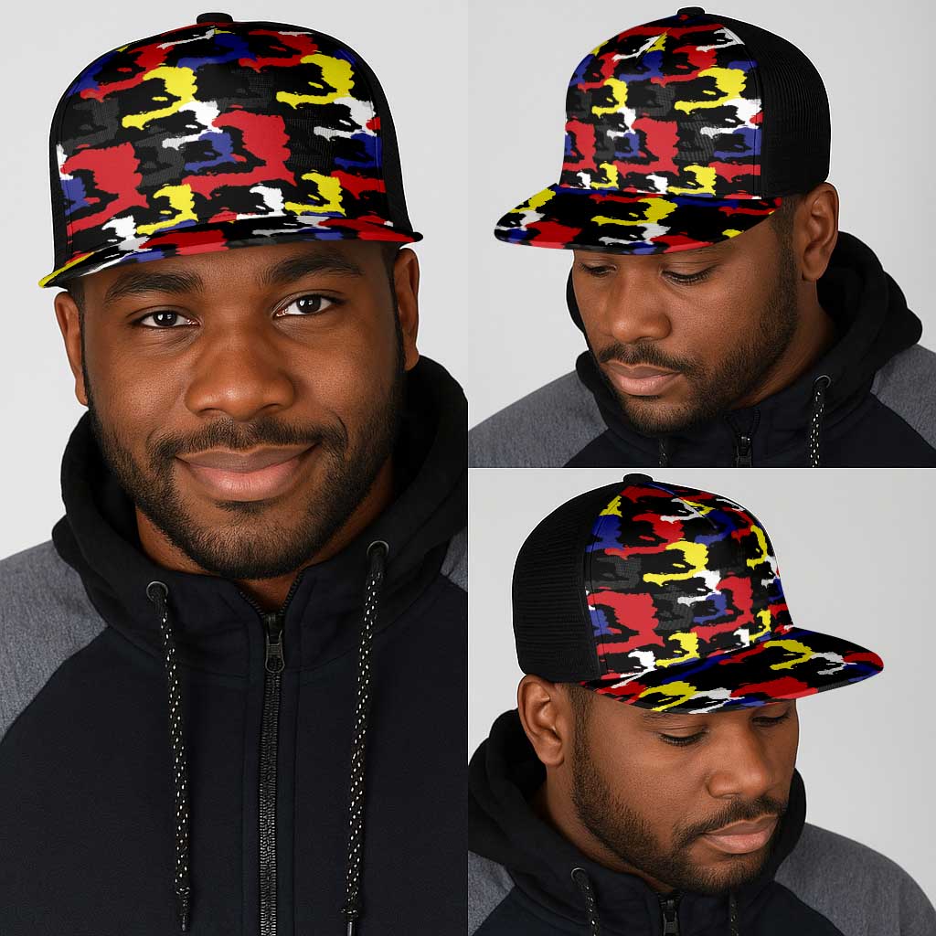Haiti Map Camouflage Colorful Mesh Trucker Cap - African Pride