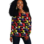 Haiti Map Camouflage Colorful Off Shoulder Sweater - African Pride