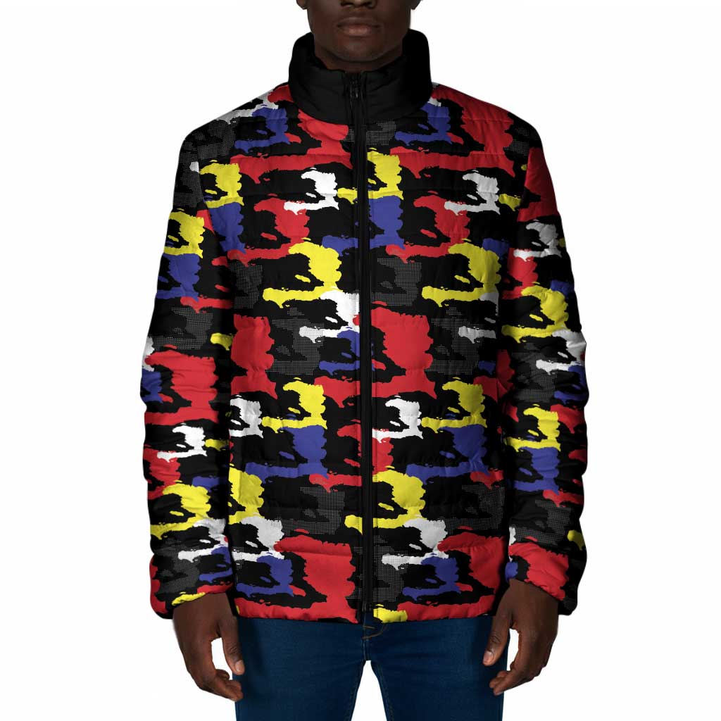 Haiti Map Camouflage Colorful Padded Jacket - African Pride