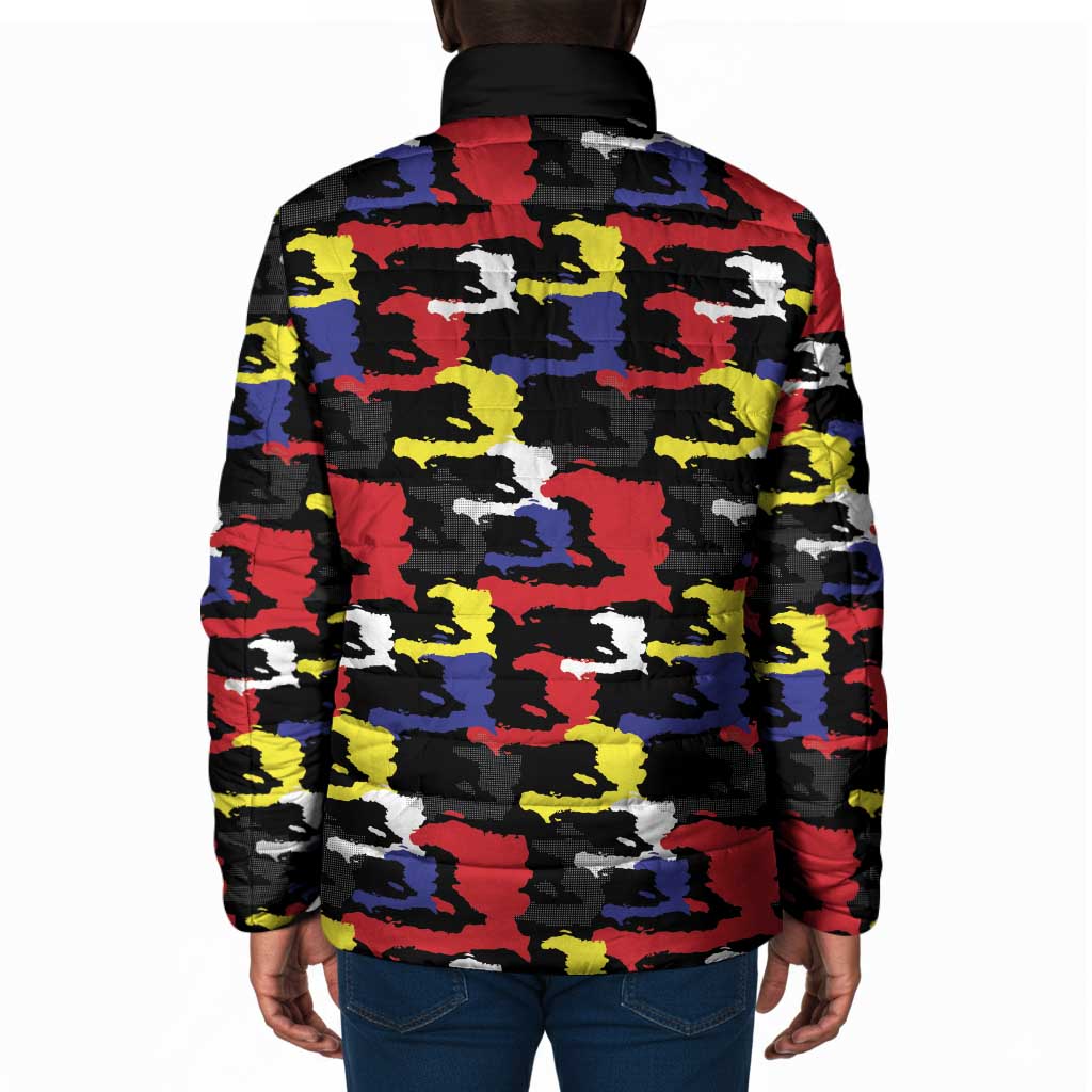 Haiti Map Camouflage Colorful Padded Jacket - African Pride