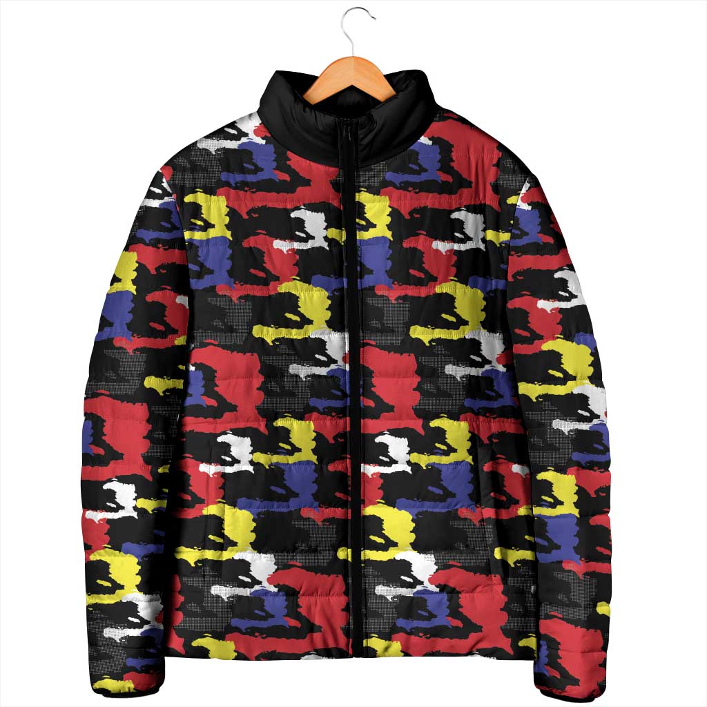 Haiti Map Camouflage Colorful Padded Jacket - African Pride